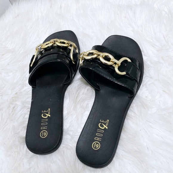 Rouge Black and Gold Chain Slide Sandals🌴 - Picture 3 of 7